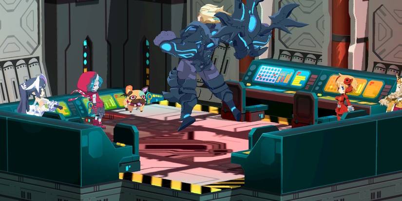 A story cutscene featuring characters from Disgaea 6