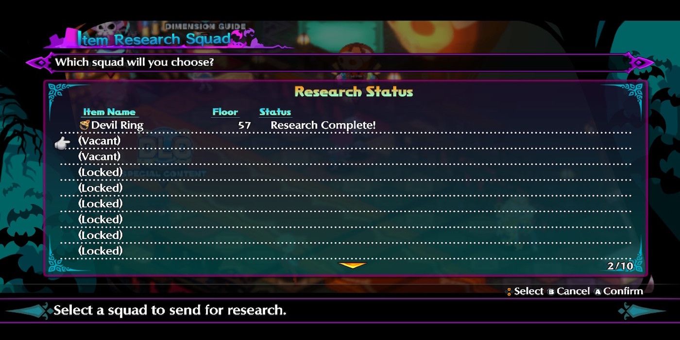 The Item Research Squad Menu from Disgaea 6