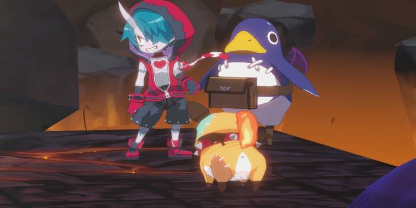 A story cutscene featuring characters from Disgaea 6