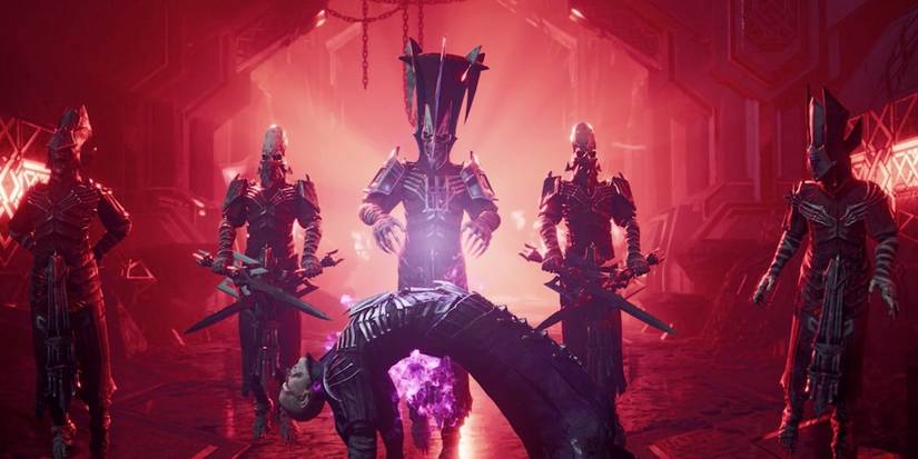 A story cutscene featuring characters from Dungeons & Dragons: Dark Alliance