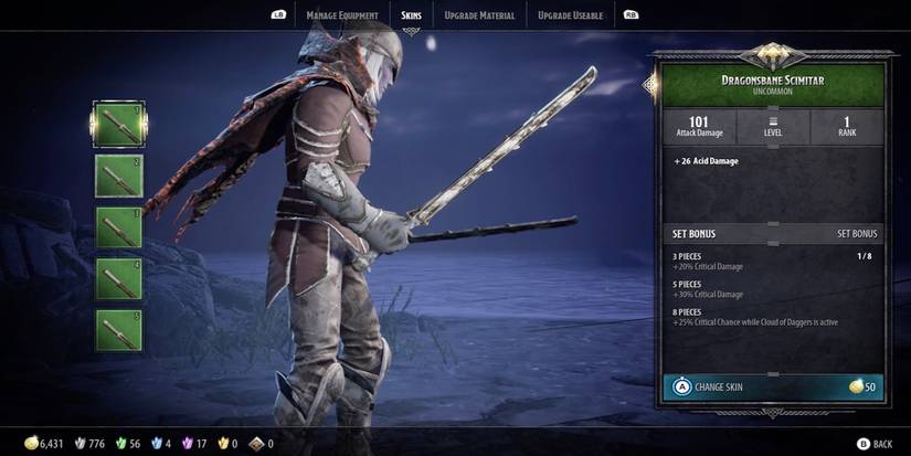 The gear menu from Dungeons & Dragons: Dark Alliance
