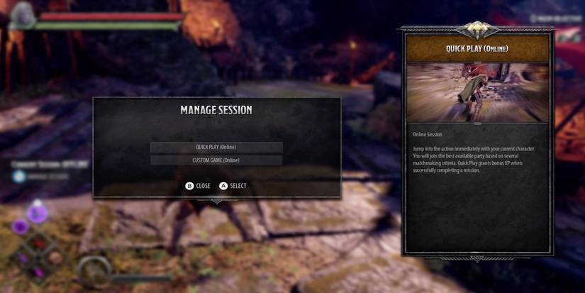 The online menu from Dungeons & Dragons: Dark Alliance