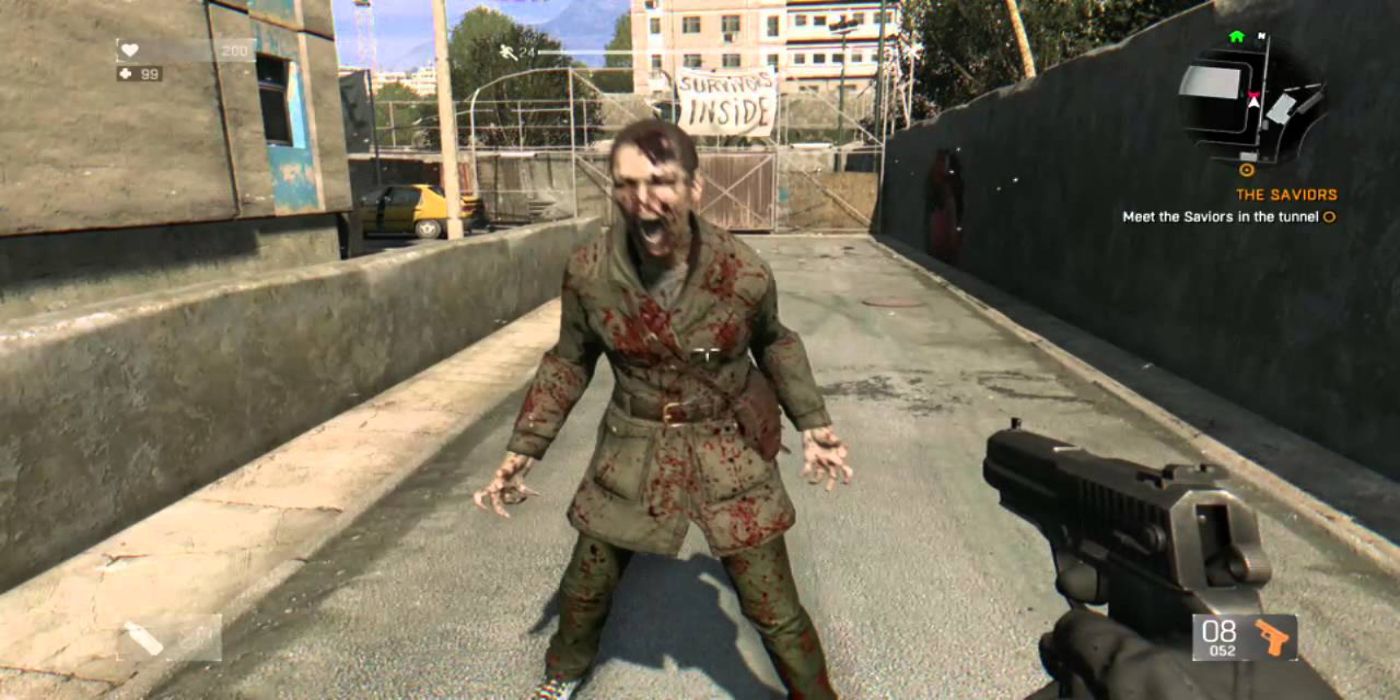 A normal zombie begins freaking out when approached