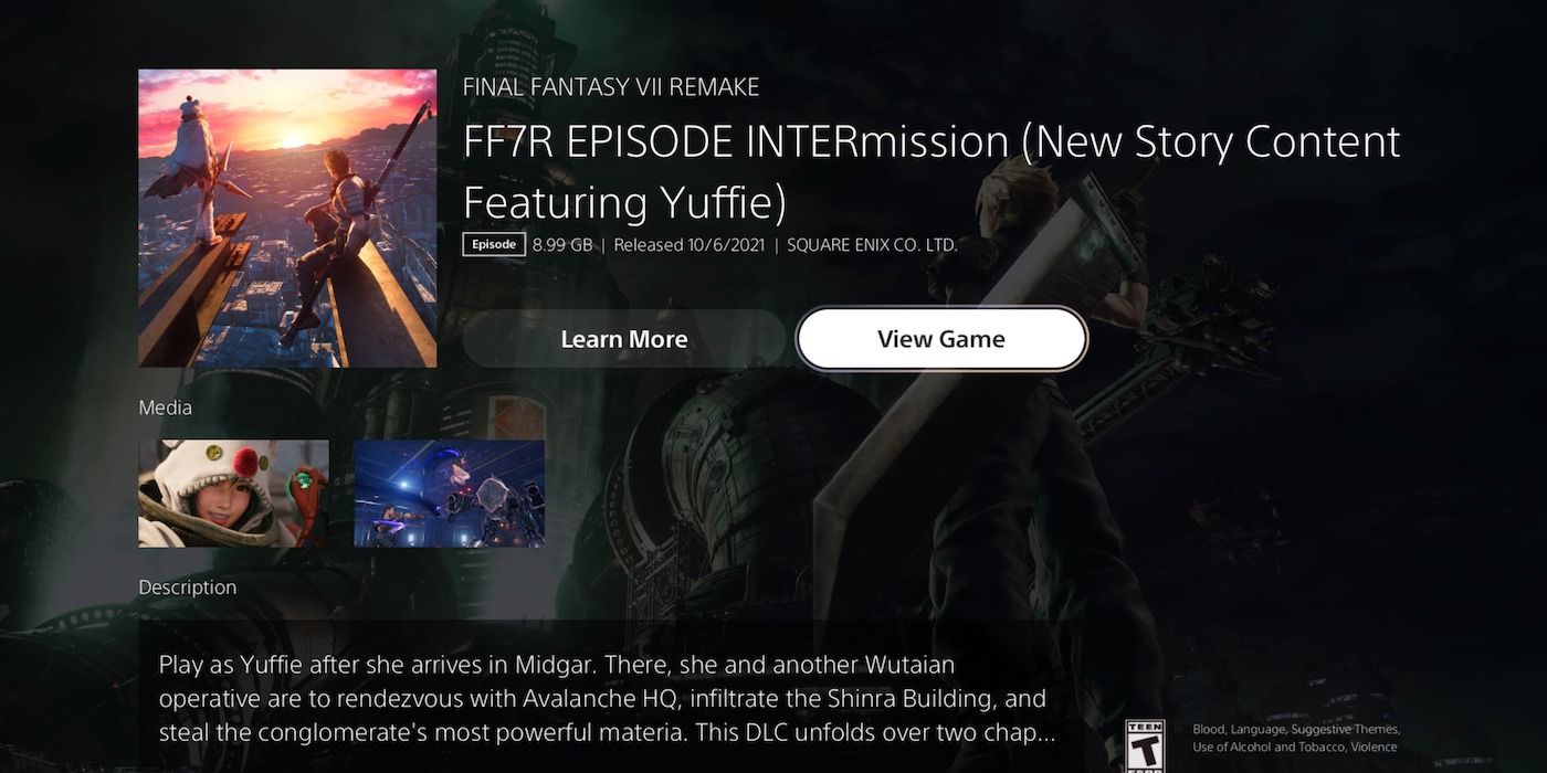 Episode intermission FF7 Remake PS store