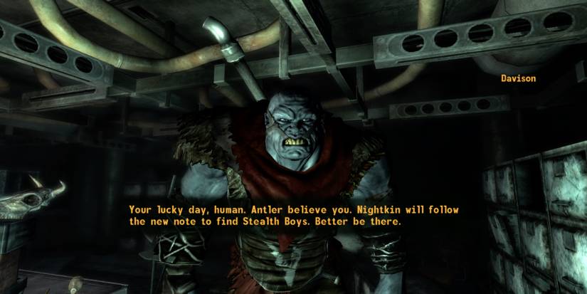 Davison the nightkin asking the player to get him stealthboys