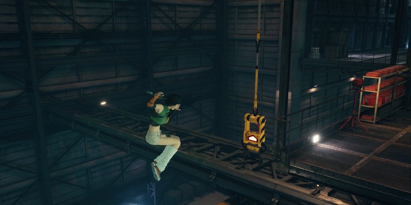 Exploring a factory in Final Fantasy VII Remake