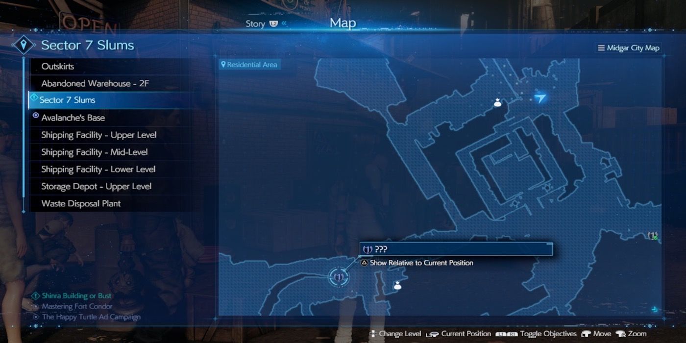 The map from Final Fantasy VII Remake
