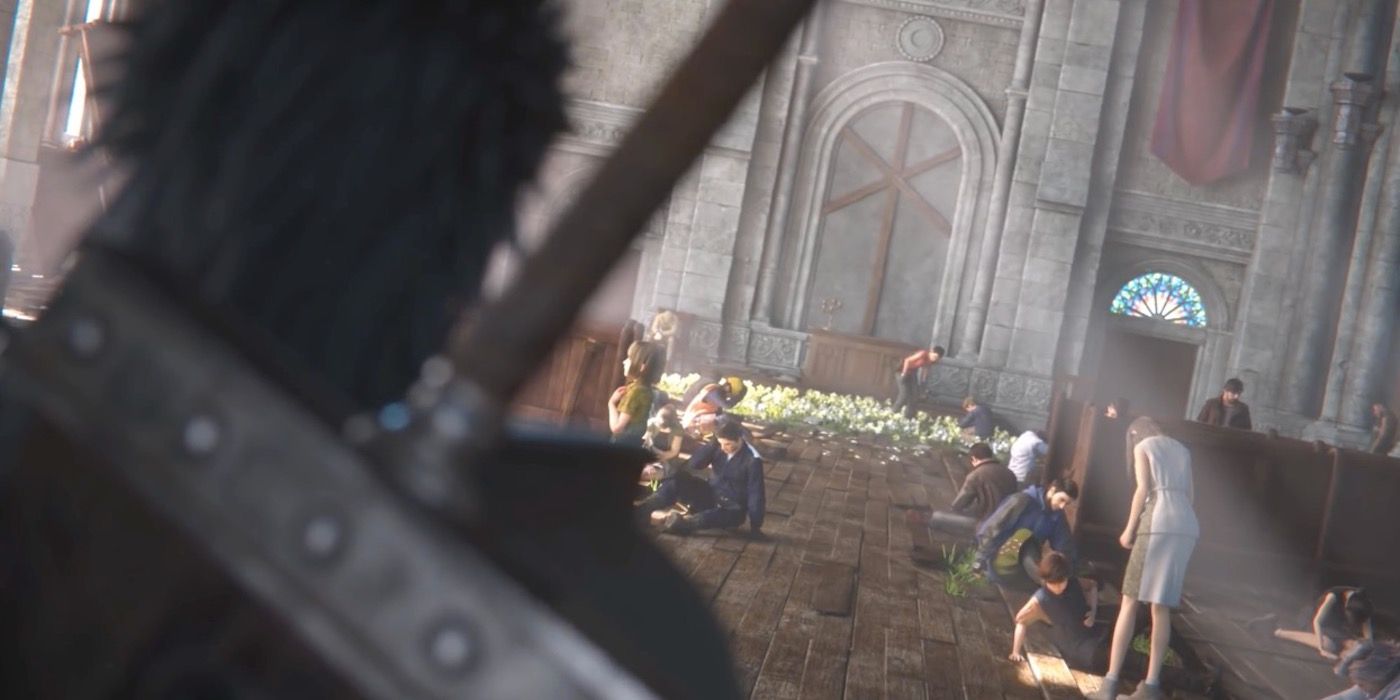 Zack in the church from Final Fantasy VII Remake