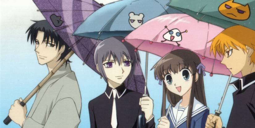 Fruits Baskets anime from 2001 Shigure, Yuki, Tohru, and Kyo