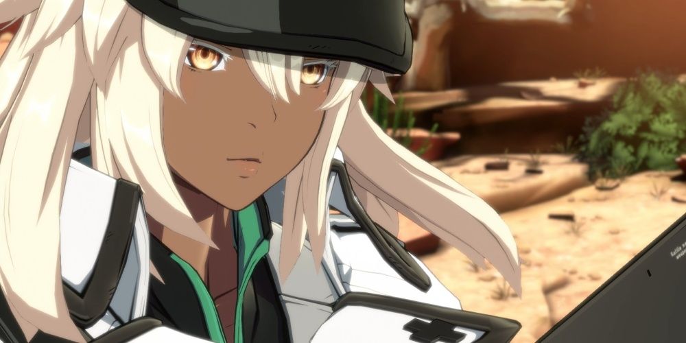 Guilty Gear Strive Ramlethal Valentine Grimacing with Sword