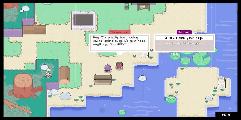 The grape talks to another inhabitant on the island