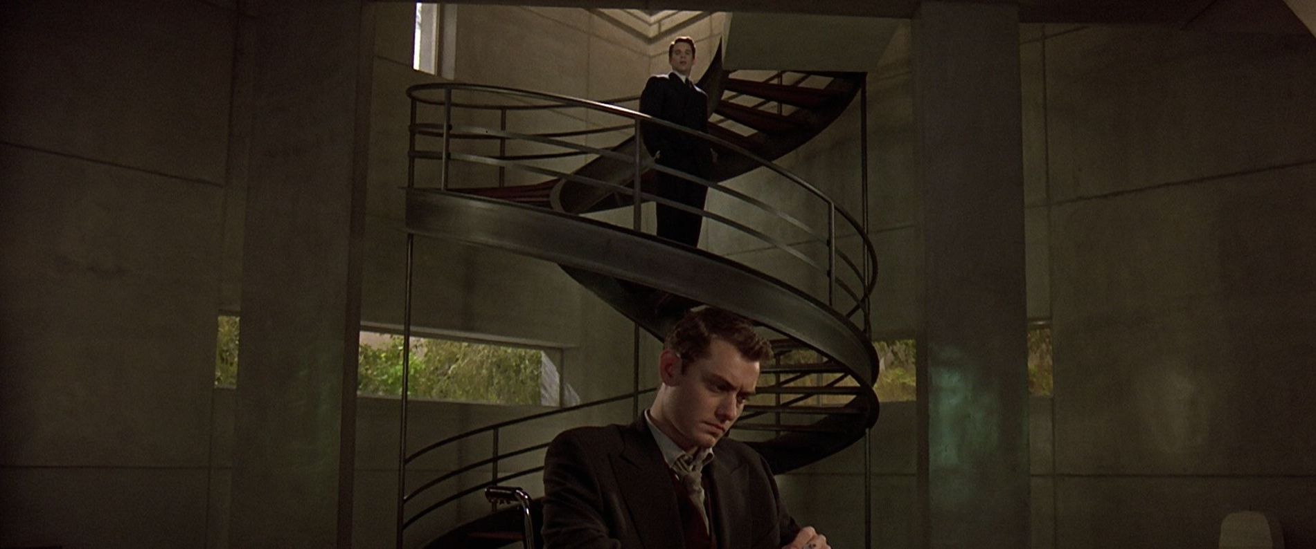 The spiral staircase in Gattaca is a double helix, the shape of a DNA molecule.