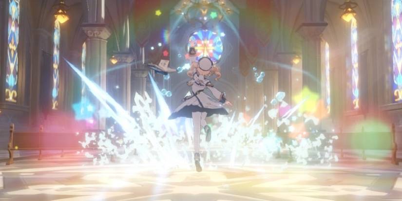 Barbara from Genshin Impact in the Mondstadt Cathedral