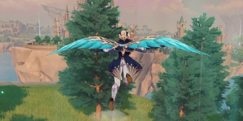 Genshin Impact Jean Gliding on a Wind Current