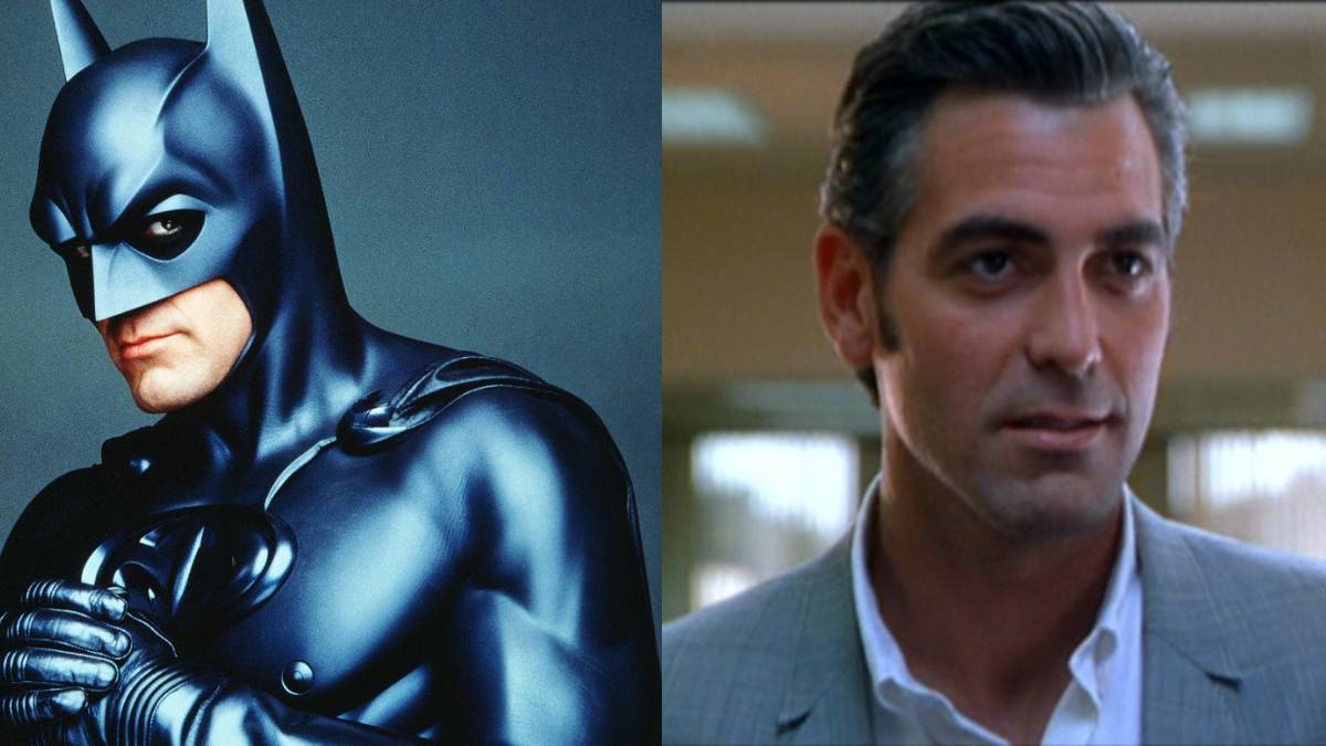 George Clooney in Batman suit and as Jack Foley in Out of Sight