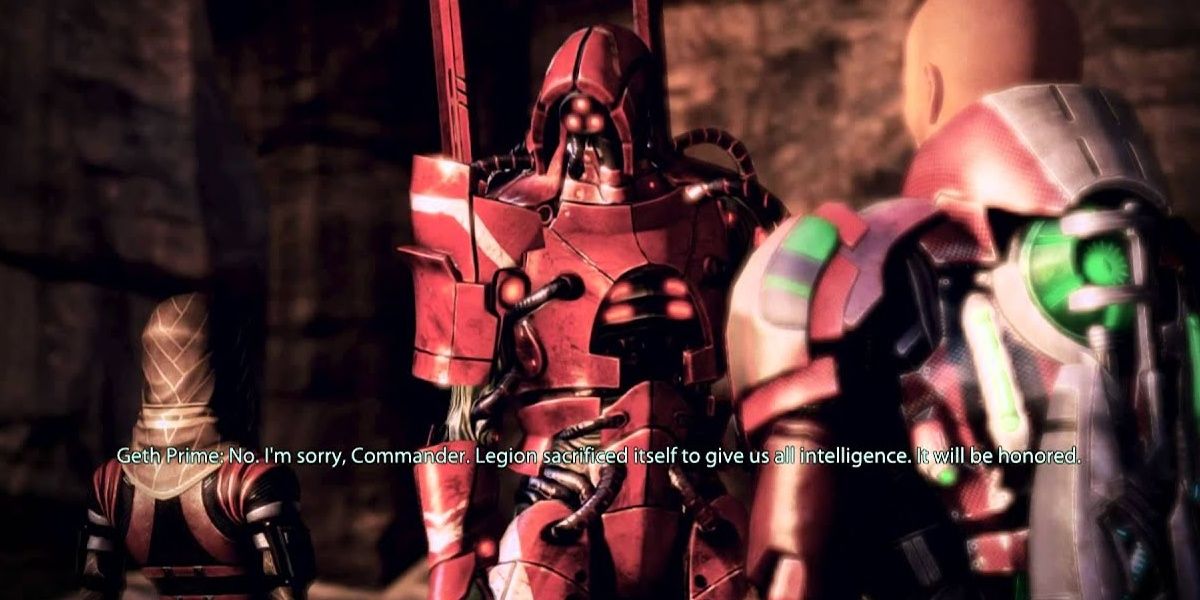 Geth Prime talks to Shepard after peace is brokered between Geth and Quarians in Mass Effect 3