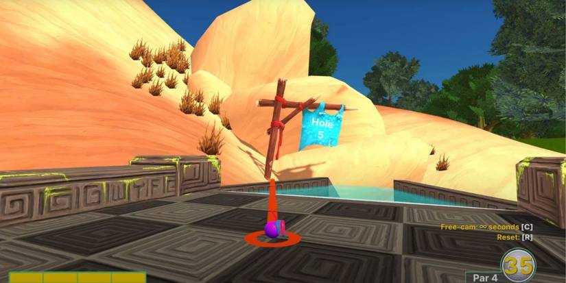 Golf with your friends Ancient trickshot guide Hole 5