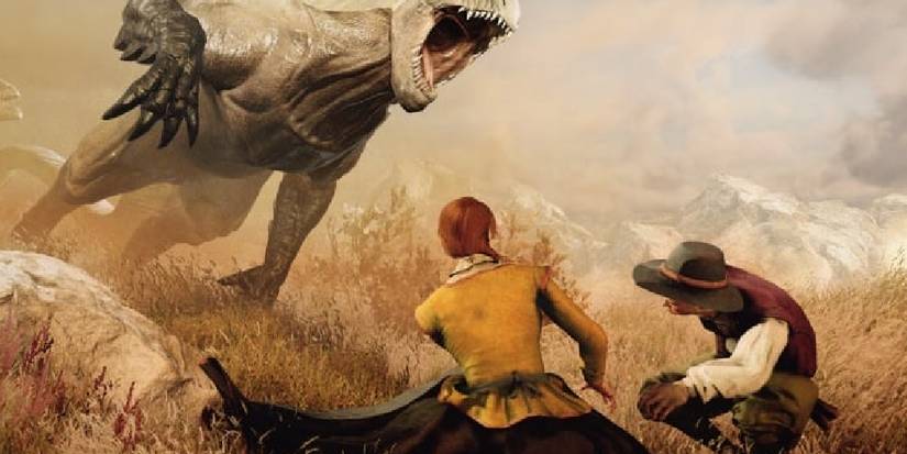 monster attacking npcs in a yellow field.