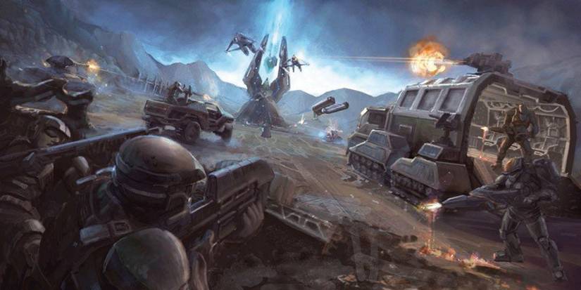 Humans Fighting Covenant forces on Harvest