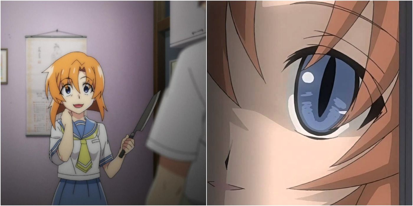 Higurashi no naku koro ni 2020 vs. 2006 anime - creepy Rika scene  -comparision animation 