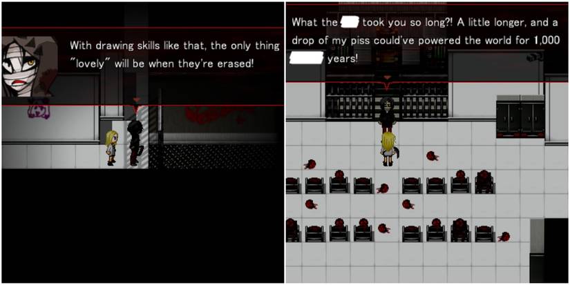2 funny screenshots of Isaac Foster making jokes in Angels of Death game
