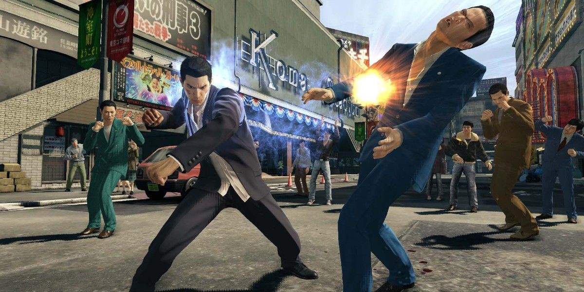 Kazuma Kiryu fighting in Yakuza 0