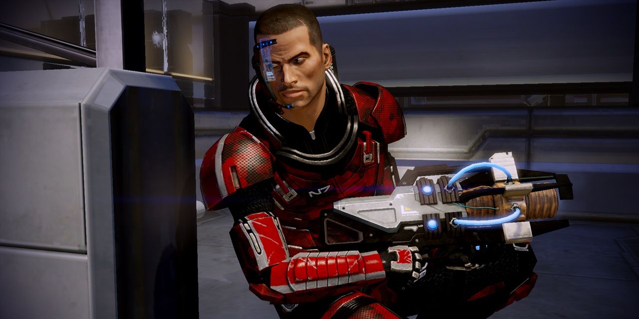 Shepard Holding A M-622 Avalanche From Mass Effect 2
