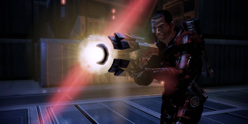 Shepard Firing M-920 Cain From Mass Effect 2