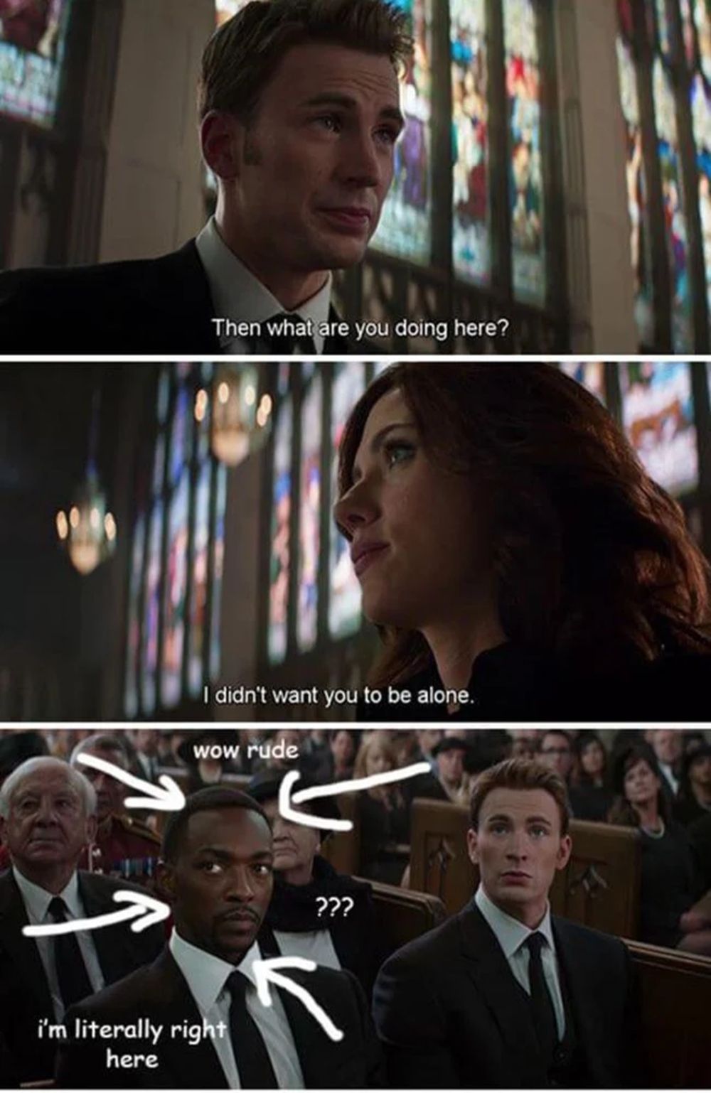 MCU Meme About Black Widow Forgetting About Sam Wilson