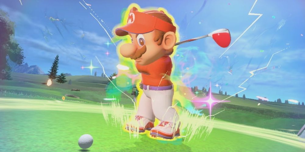Mario Using Super Star Special Shot In Mario Golf: Super Rush