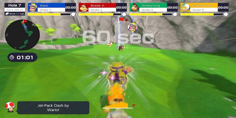 Playing golf in Mario Golf Super Rush