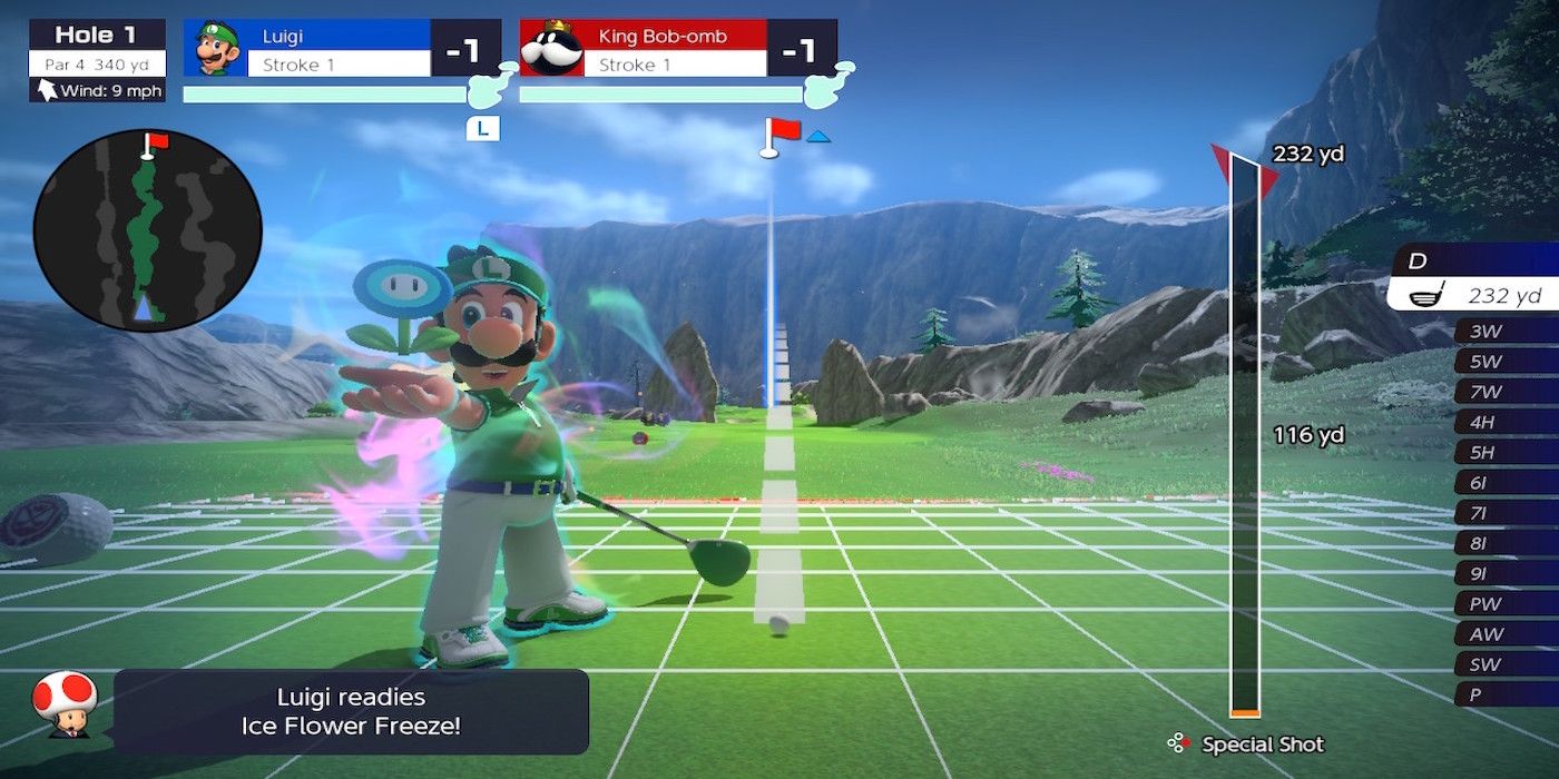 Playing golf in Mario Golf Super Rush
