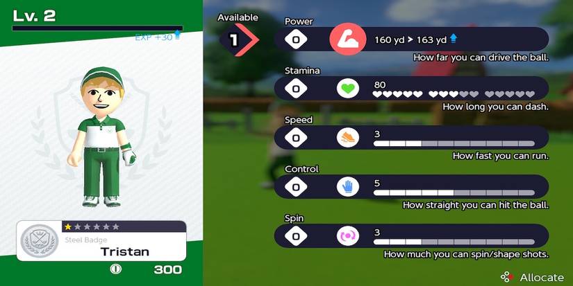 The level up screen from Mario Golf Super Rush