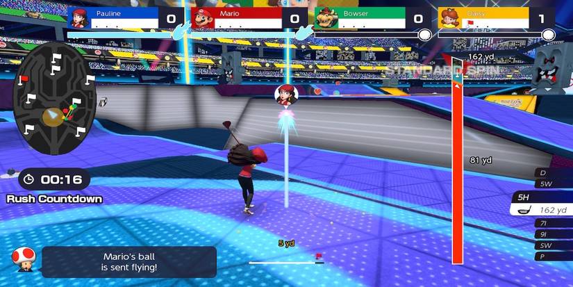 Playing golf in Mario Golf Super Rush