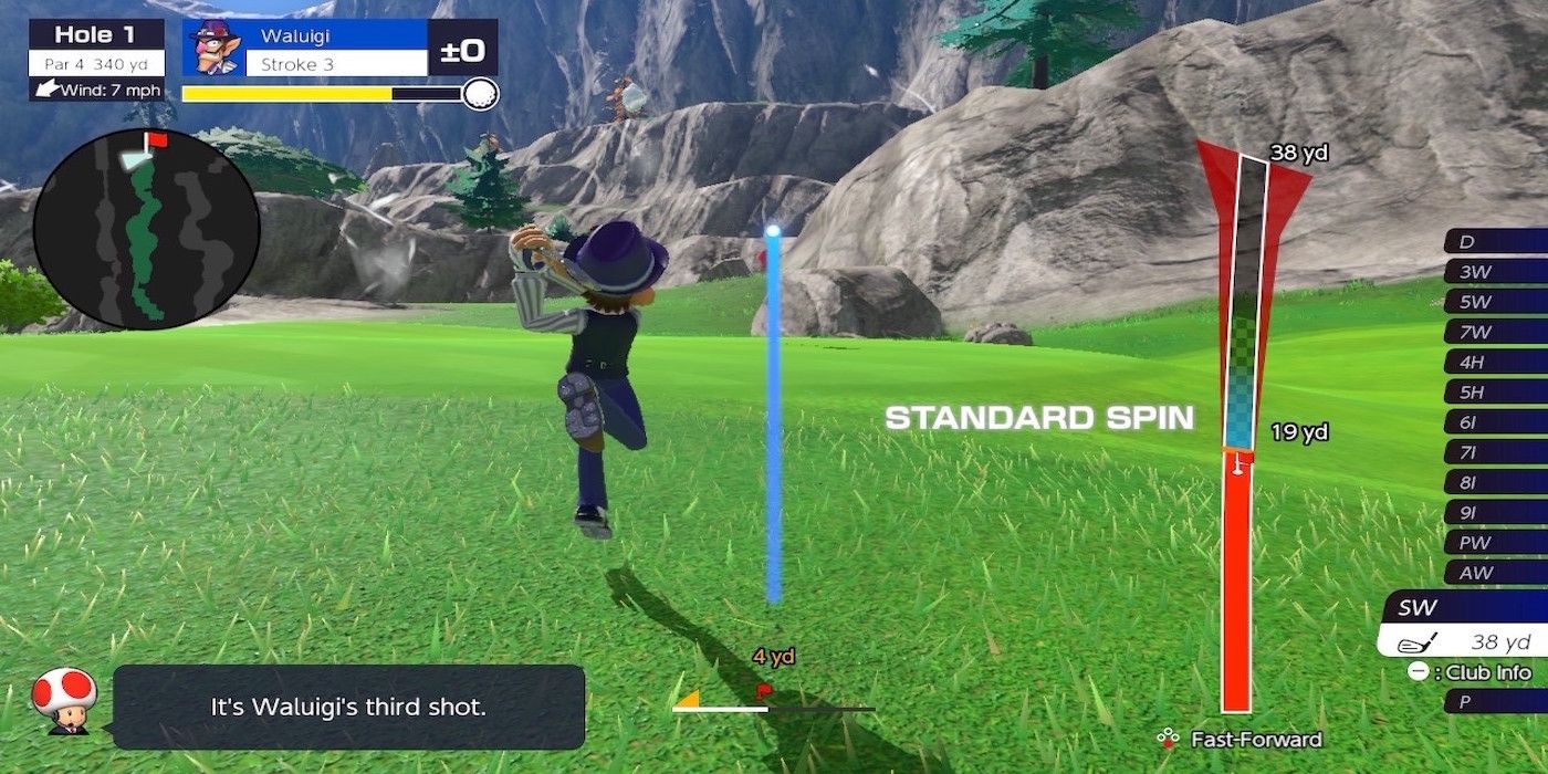 Playing golf in Mario Golf Super Rush
