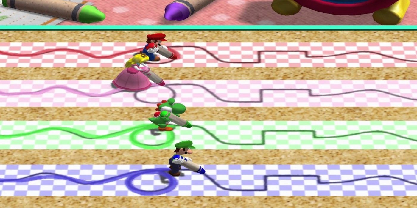 Mario Party 4 Trace Race crayon tracing minigame