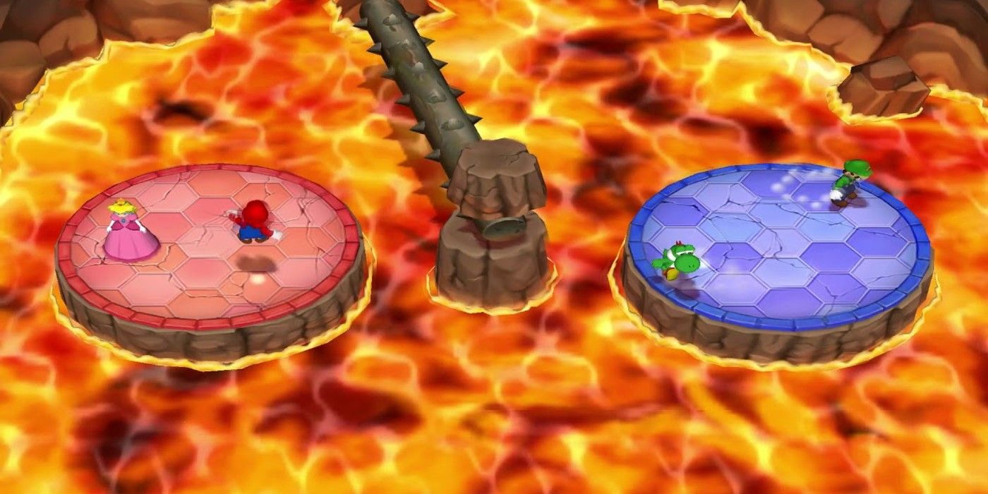 Mario Party 6 Burnstile spiked turnstile platforms and lava