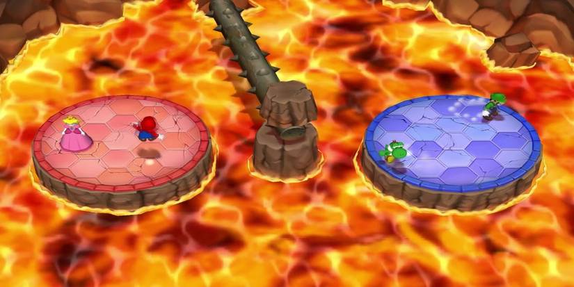 Mario Party 6 Burnstile spiked turnstile platforms and lava