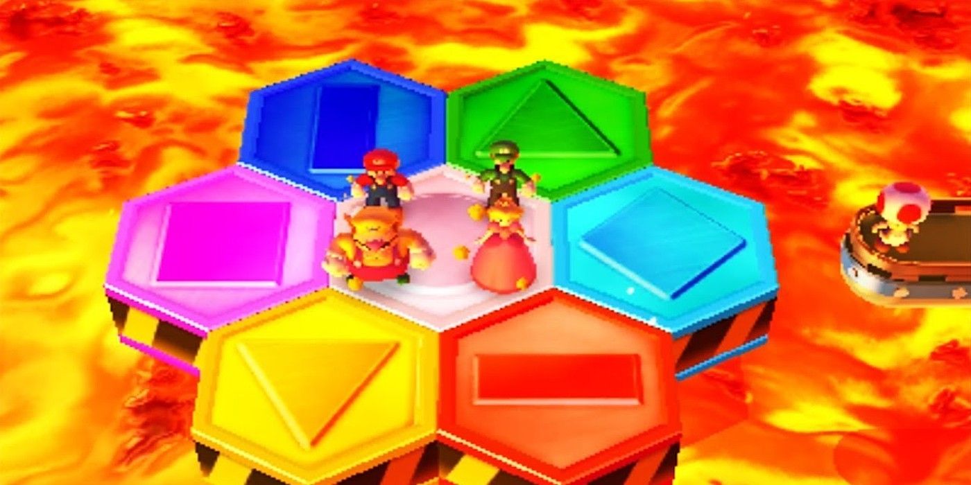 Mario Party DS Hexagon Heat color platform lava minigame