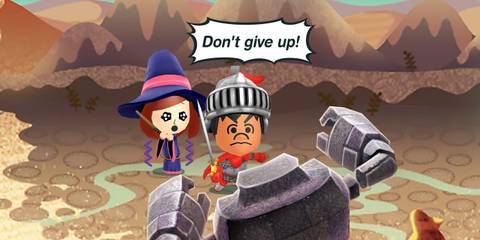 Miitopia Warrior defending Mage