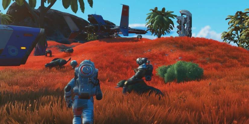 No Man's Sky Walking On Orange Landscape