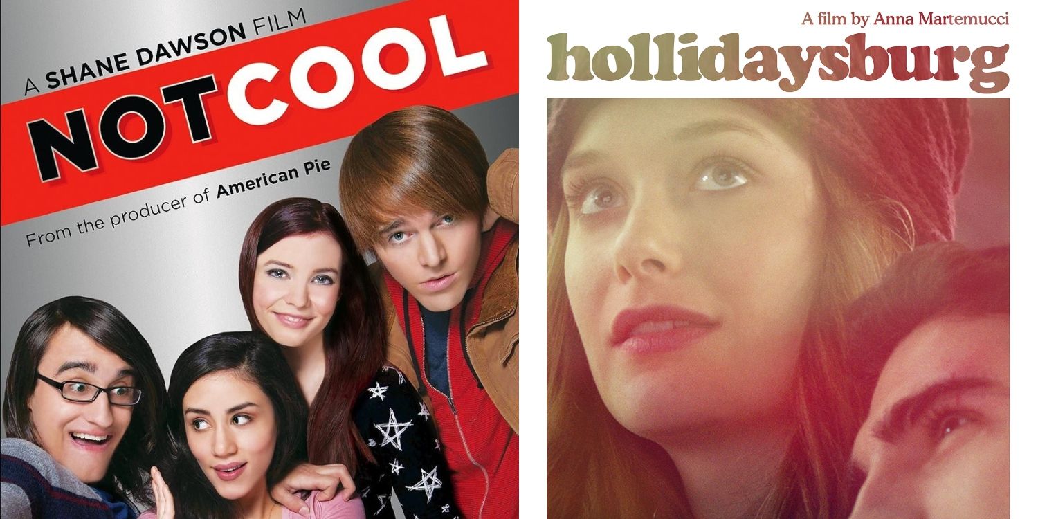 The posters for Not Cool and Hollidaysburg, which convey their individual leanings towards teen comedy and indie drama, respectively.