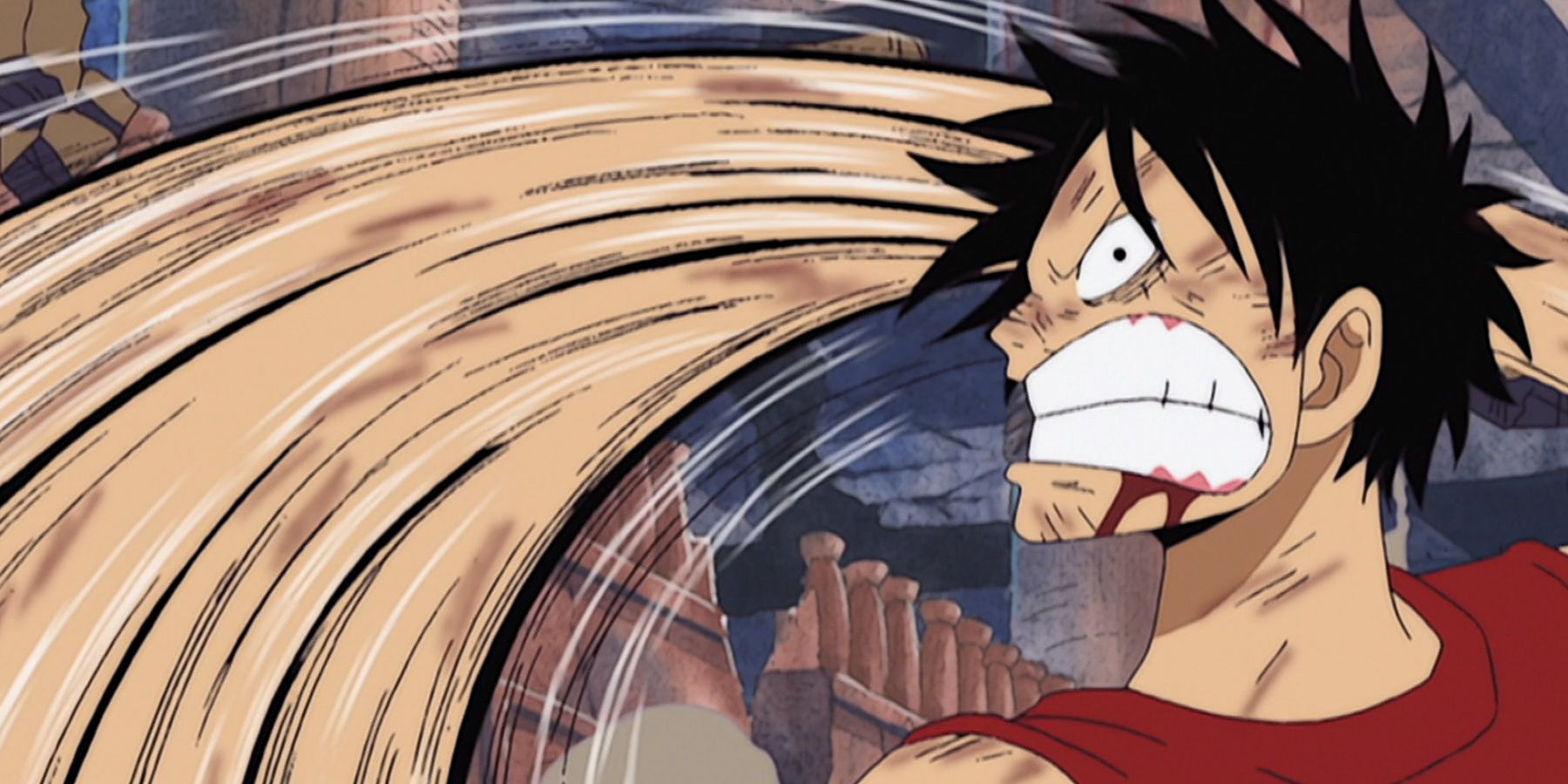 One Piece Luffy usa seu poder de Akuma no Mi para atacar