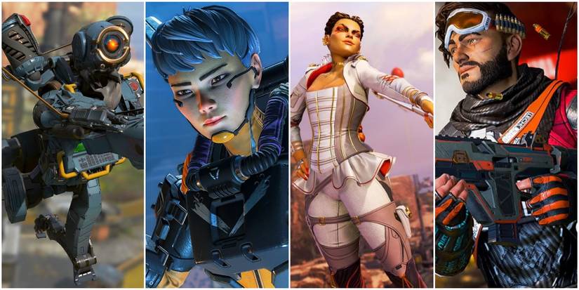 Left to right: Pathfinder, Valkyrie, Loba, Mirage