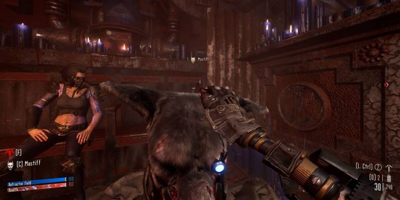 Petting the dog in Necromunda Hired Gun