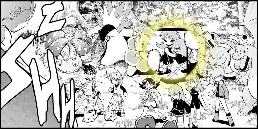 Pokemon Adventures Gold Silver And Crystal - All The Pokedex Holders With A Cutout Of Green And Silver As Kids In The Masks