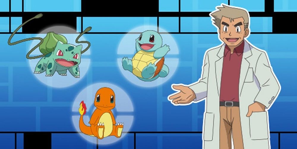 Professor Oak Presenting The Kanto Starters