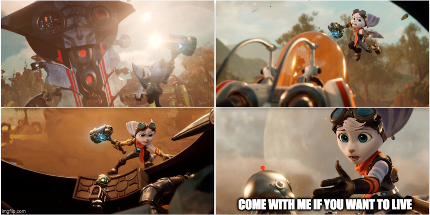A meme about Ratchet and Clank: Rift Apart