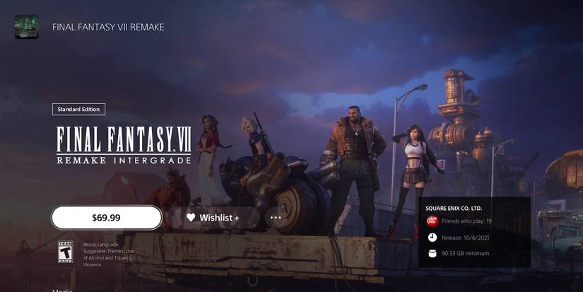 FF7 Remake intergrade PS store