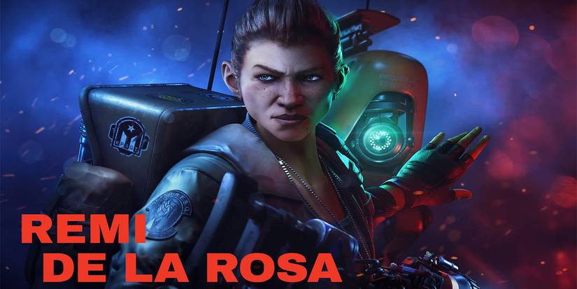 Remi De La Rosa looks ahead cautiously while motioning for her robot to stay back